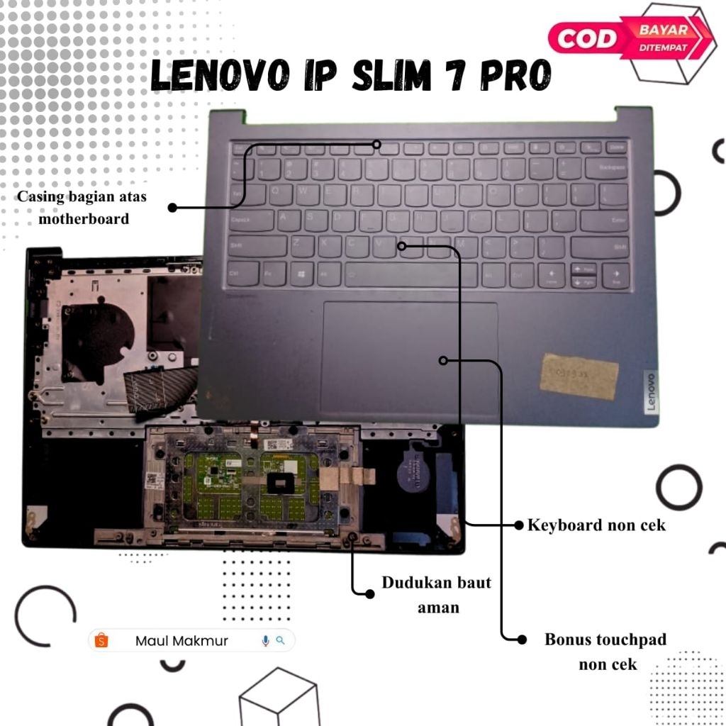 SECOND Casing Laptop Lenovo Ideapad slim 7 PRO 14-ITL5 7 PRO 14-ACH5 | Casing C Bagian Atas Motherbo