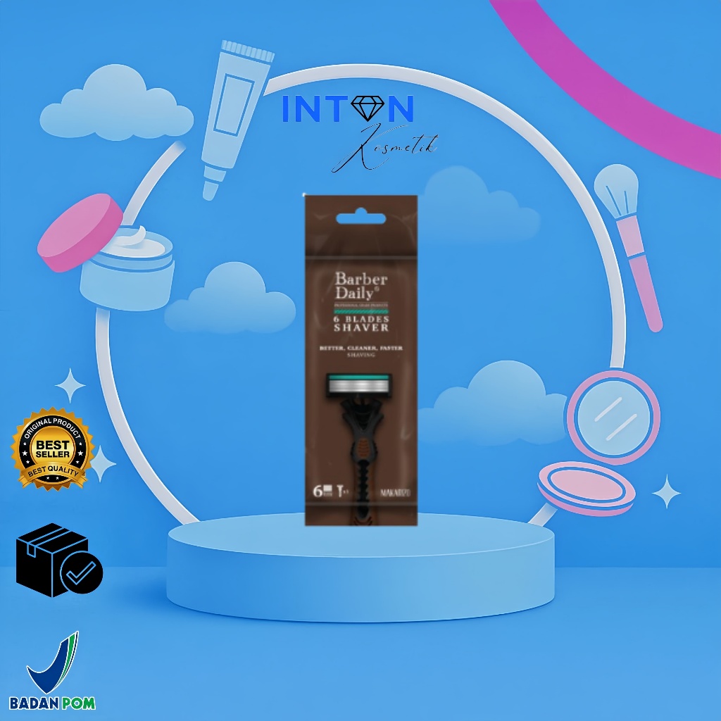 MAKARIZO BARBER DAILY Shaver Six Blade Razor 1pcs Sachet | Better Cleaner Faster | Alat Cukur