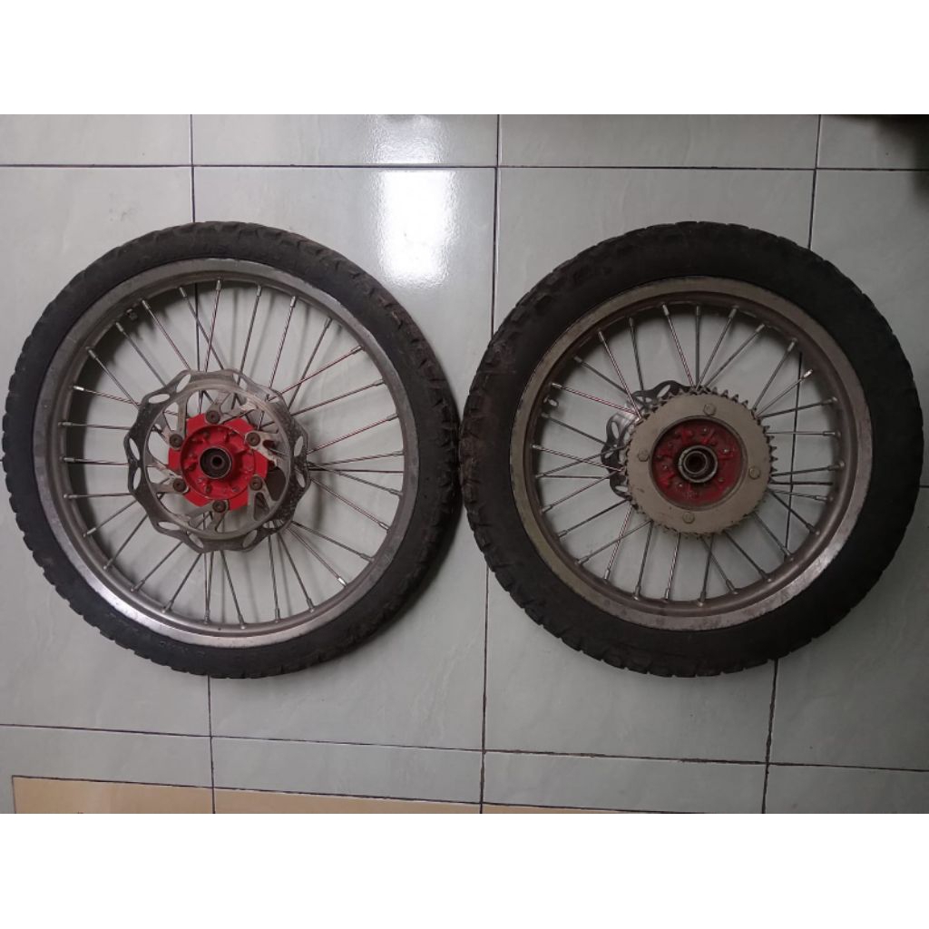 whellset klx original ring 16 x 19 set velg takasago excel set ban, piringan cakram, tinggal pasang