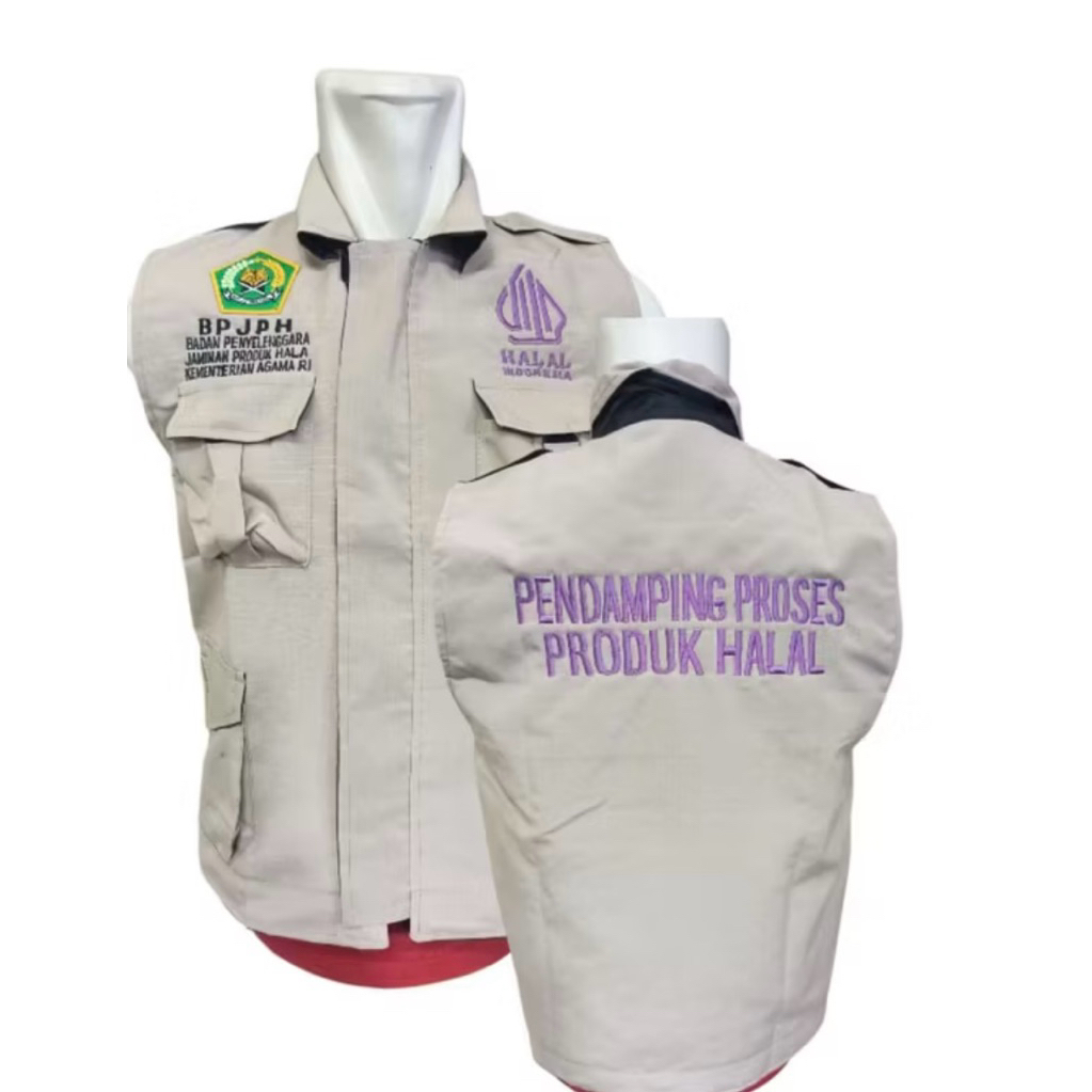 rompi logo halal/rompi lapangan/rompi pendamping logo halal