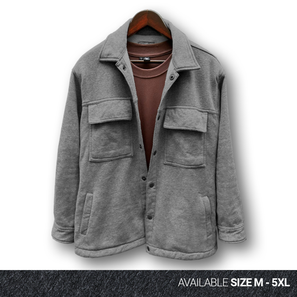 REEVANT Shacket Jacket Unisex Cotton Fleece 300gsm Big Size Jumbo Ukuran M-5XL