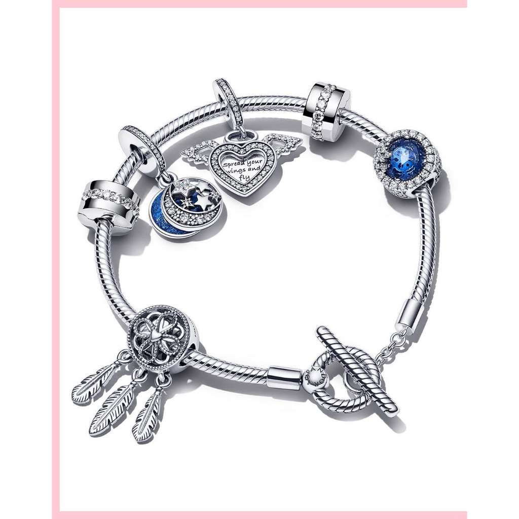 Pandora Original Authentic 100% Silver Dangle Charm Moments Liontin Kalung Gelang Perhiasan Perak Br