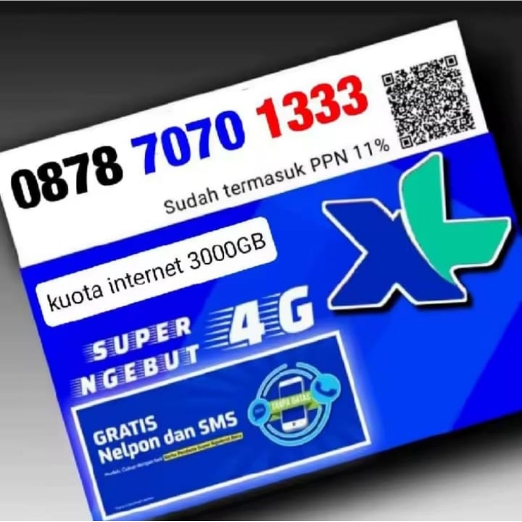 Kartu Perdana cantik XL 12 Digit prabayar bonus kuota 3000GB