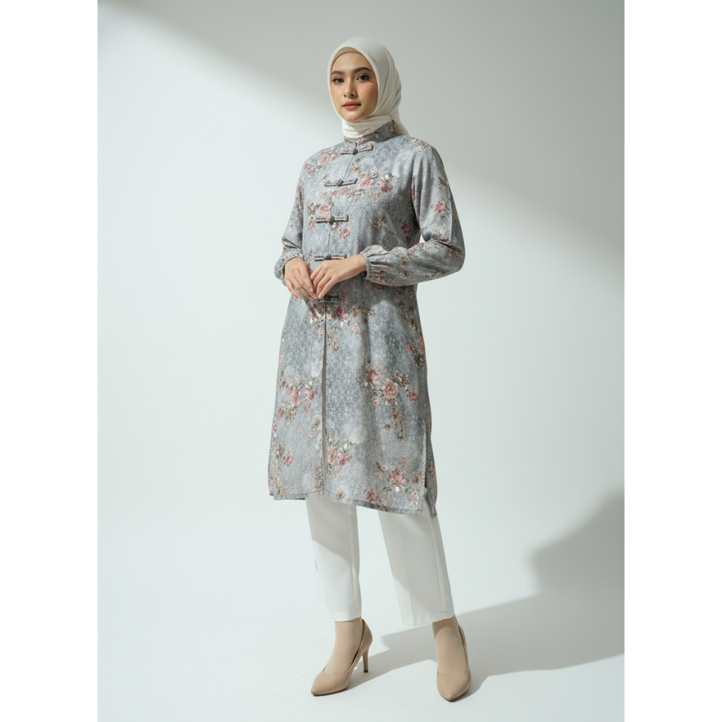 Tunik Wanita Perempuan Baju Muslim Cewe Model Cheongsam Rayon