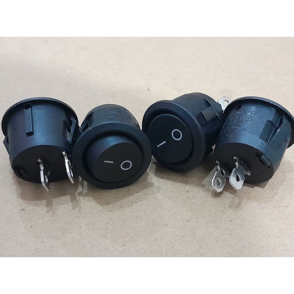 Saklar Rocker 2pin 2kaki Bulat Hitan Mudah Dipasang Tahan Lama Saklar 2p on Of