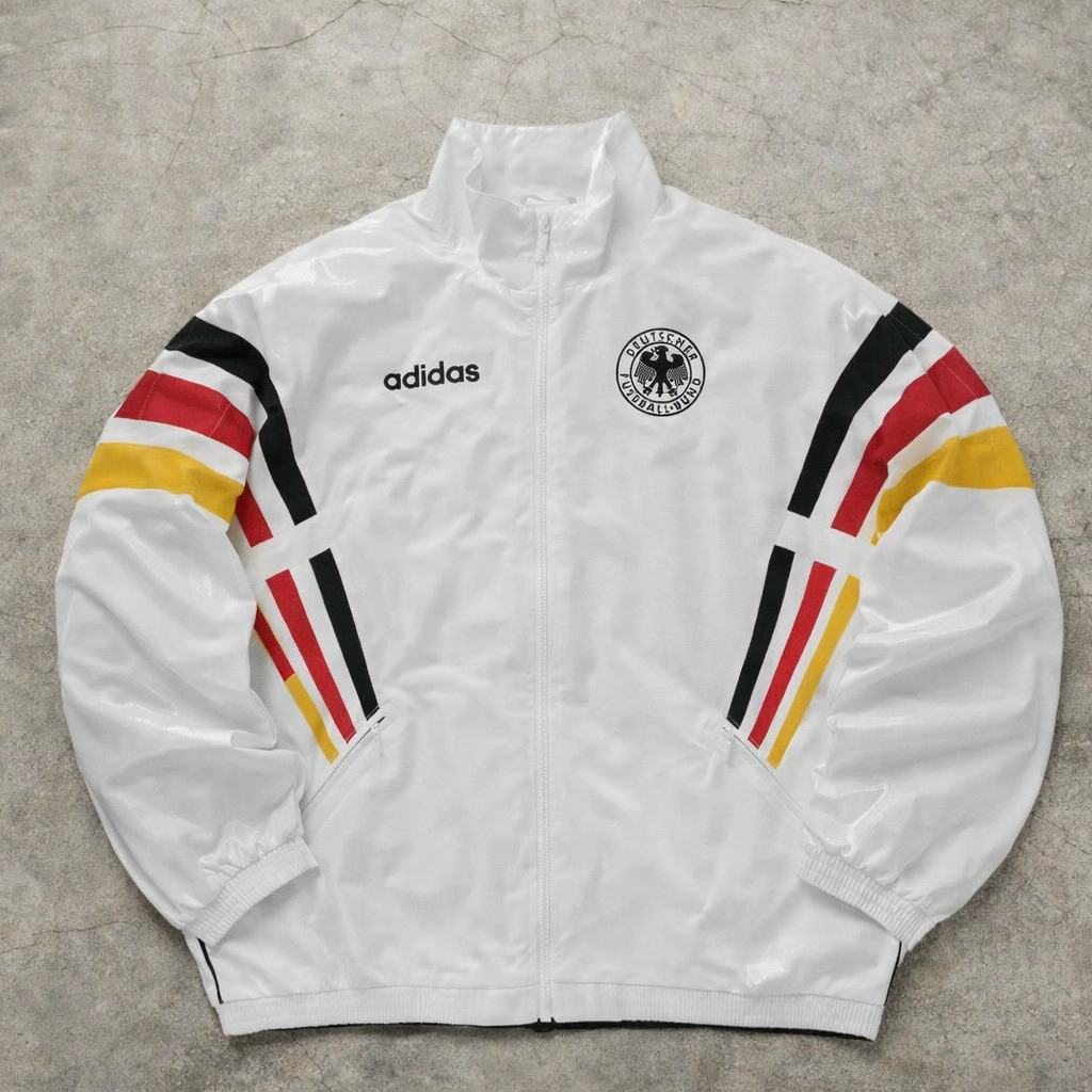 Jaket Tracktop Germany Jerman 1996 Woven White Second Kondisi 95%