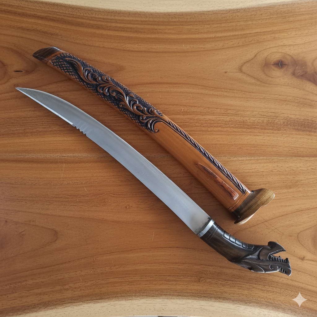 [Kualitas Terjamin] Golok Sembelih Persia Jumbo Kayu Ukir > Golok Multifungsi Berkebun Bj.Per 40cm