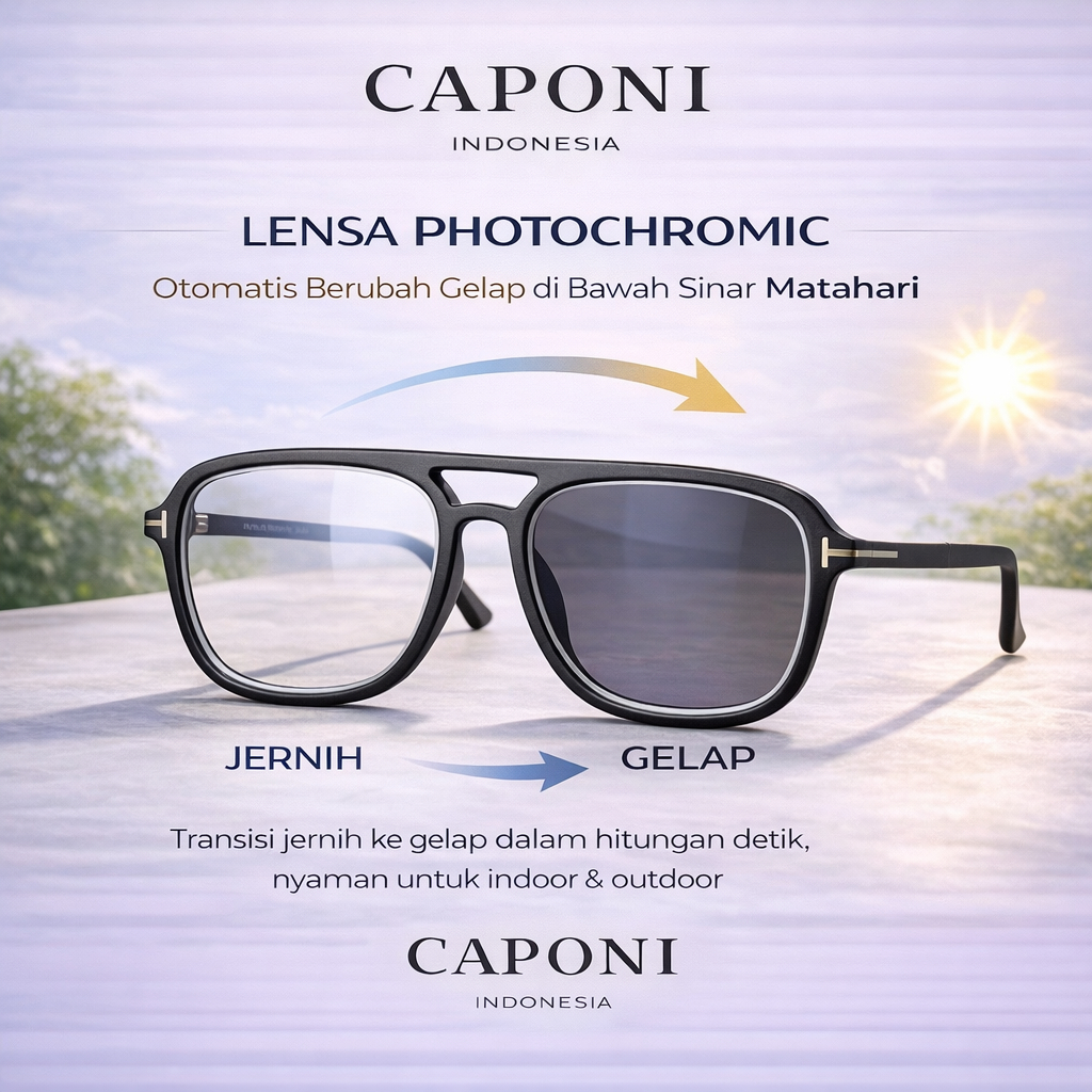 Frame Kacamata Minus Aviator Pria Wanita Lensa Photocromic Gaya Retro Keren Kaca Mata Anti Radiasi