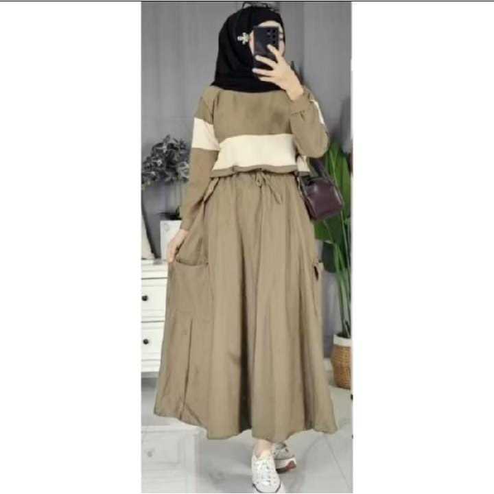 JISANA SET ROK CARGO KATUN PREMIUM // SETELAN ROK POLOS // ONE SET ROK POLOS WANITA