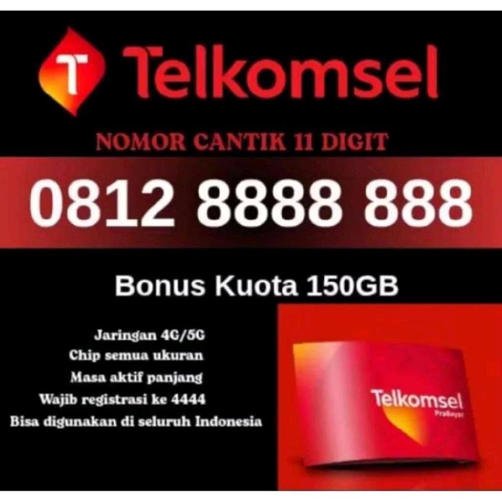 Kartu Perdana No Cantik Telkomsel Simpati Angka 8 Bonus 1000GB Masa Aktif Panjang
