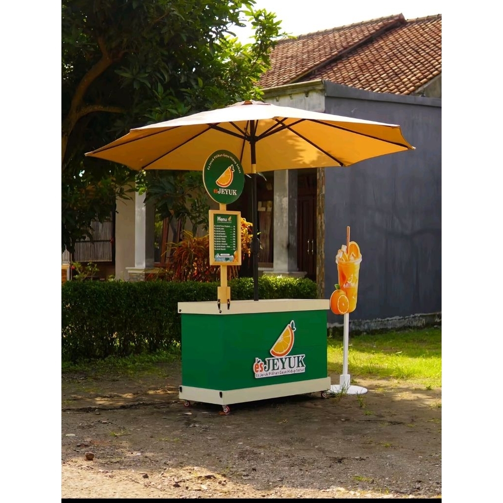 booth portable jualan es jeruk / gerobak lipat knock down