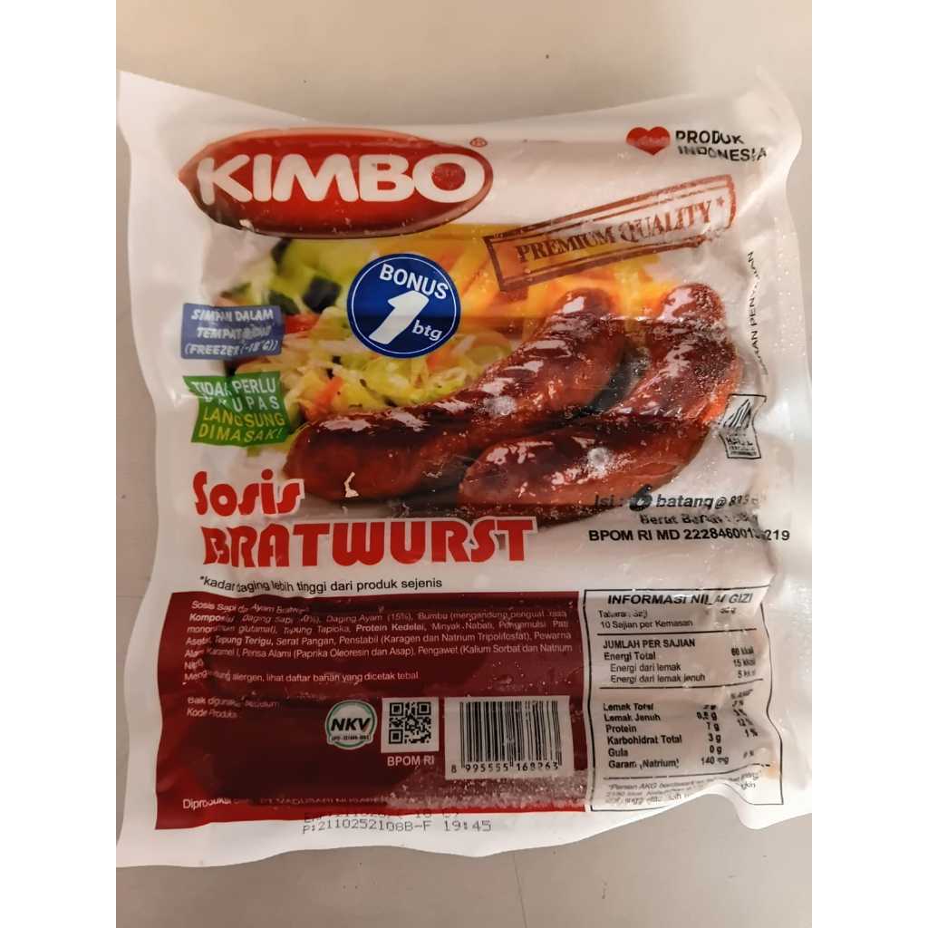 Kimbo Sosis Bratwurst Jumbo Isi 6 (500g)