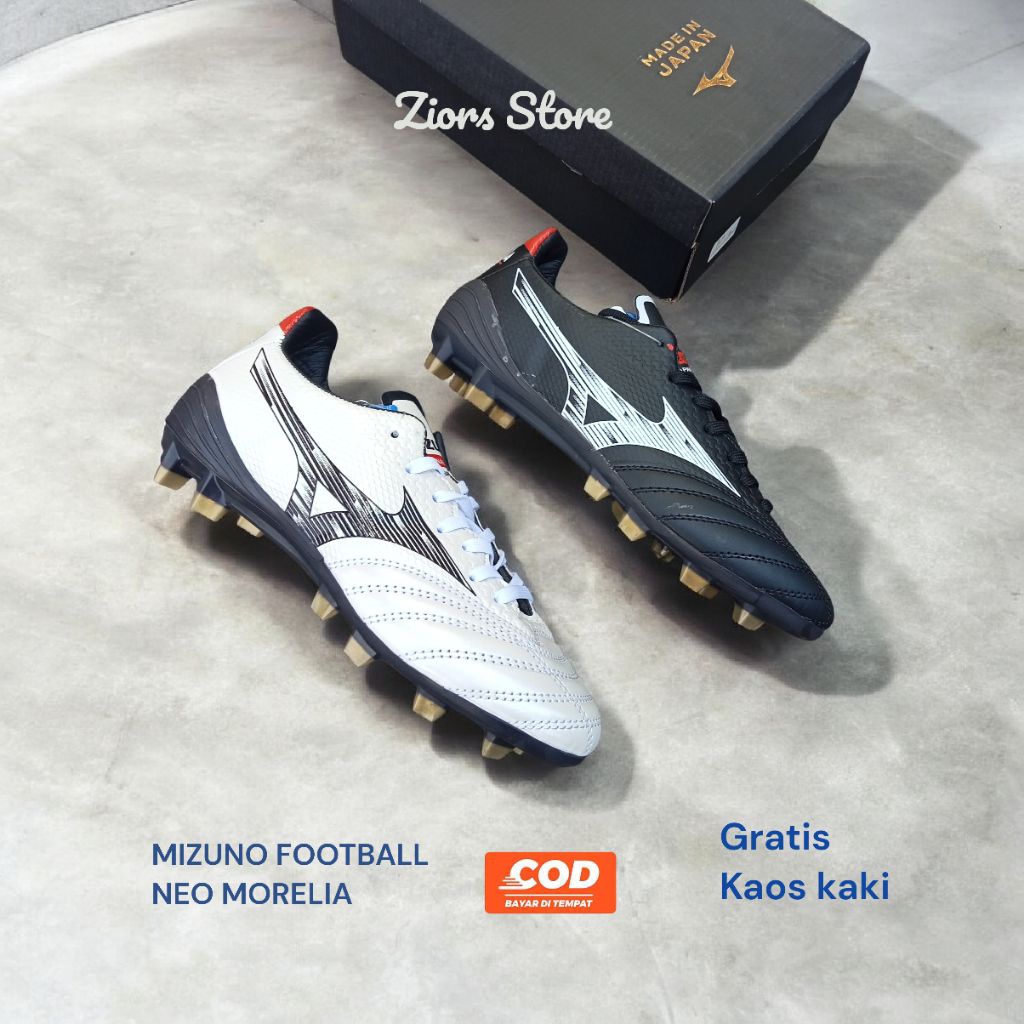SEPATU BOLA MIZUNO MORELIA NEO WHITE BLACK REPLIKA MADE IN VIETNAM