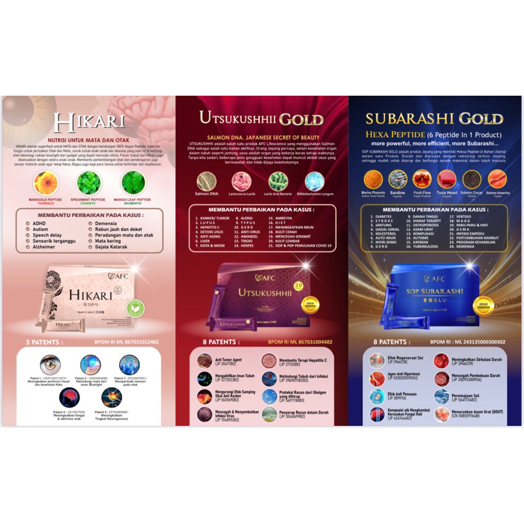 Paket Afc Subarashi Gold + Utshukushi Gold + Hikari