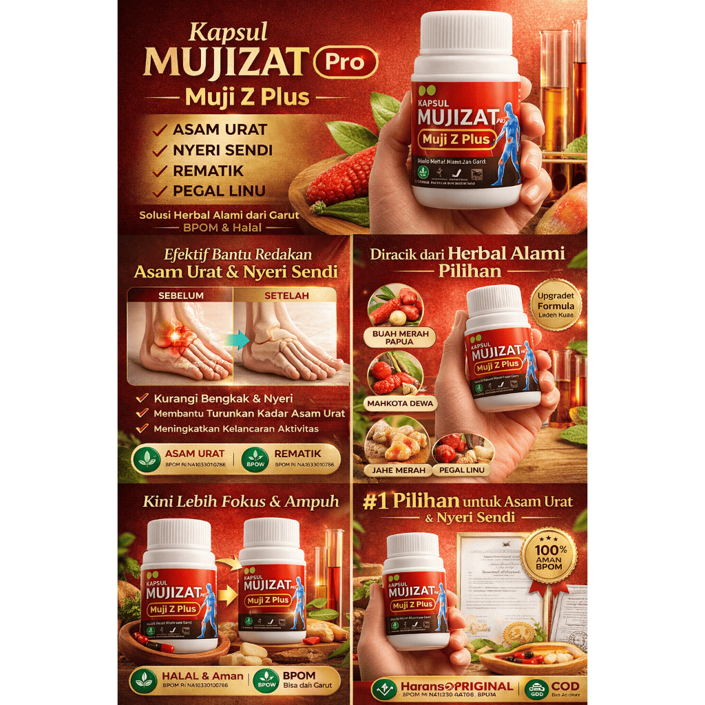 Kapsul Mujizat Pro Asam Urat & Nyeri Sendi – Herbal Alami, Rematik & Pegal Linu | Muji Z Plus