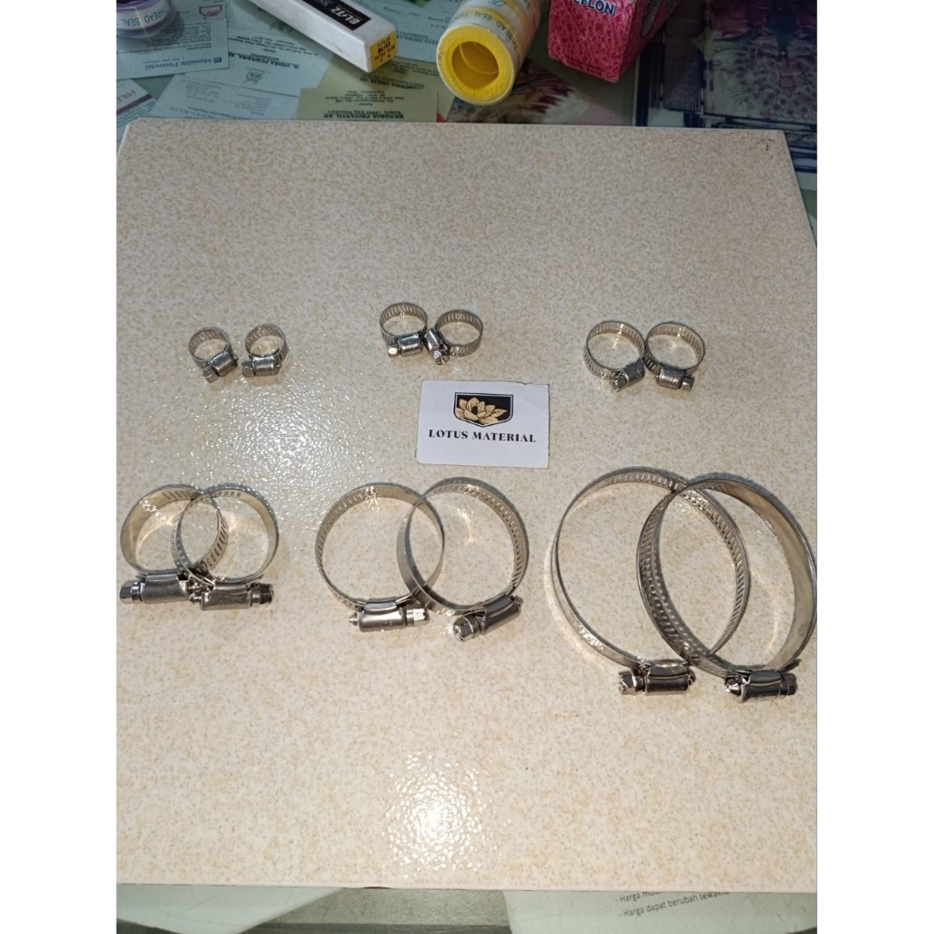 Klem slang TW / kleman selang stainless / klem selang 5/8 , 3/4, 1", 1½" , 2 , 3" inch / klem slang 