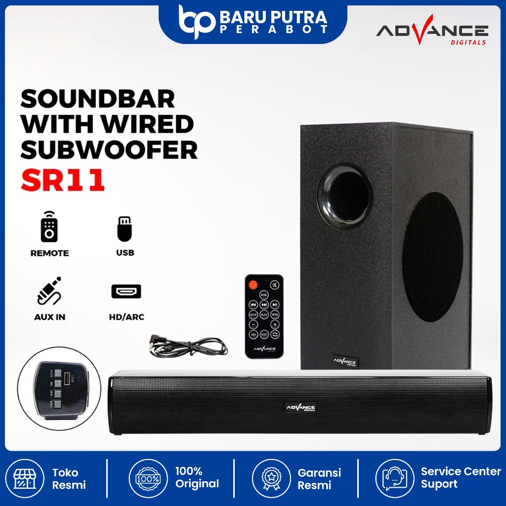 Advance SR-11 Soundbar dengan Subwoofer Kabel - Speaker Multimedia Bluetooth