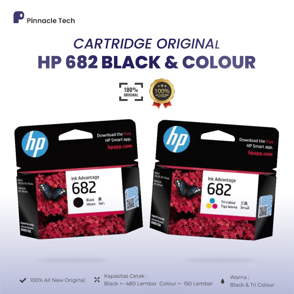 HP 682 Ink Cartridge Original Hitam & Warna – Tinta Printer HP 2335 2336 2776