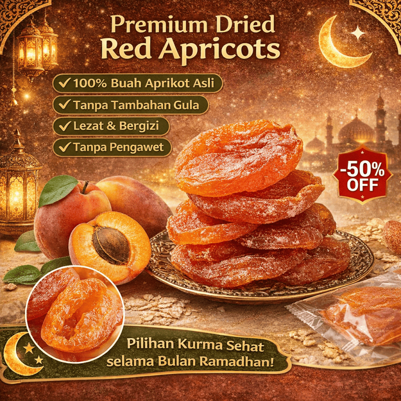 [ORIGINAL] Aprikot Merah Kering Aprikot Merah Tanpa Biji - Tiada Bahan Tambahan Aprikot Kering Berku