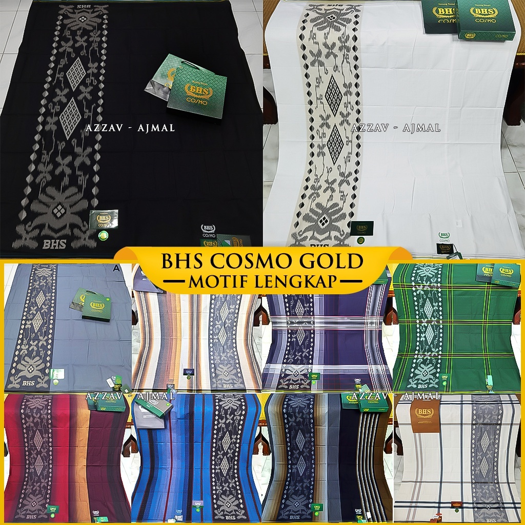 TERMURAH 100% ORIGINAL SARUNG BHS ORI POLOS, WARNA & MOTIF LENGKAP | BHS COSMO POLOS HITAM | SARUNG 