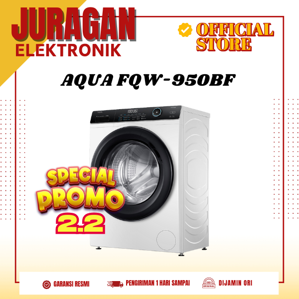 Mesin Cuci AQUA FQW-950BF front Loading 9Kg ABT Technology Refresh 525 Drum FQW950BF 950BF