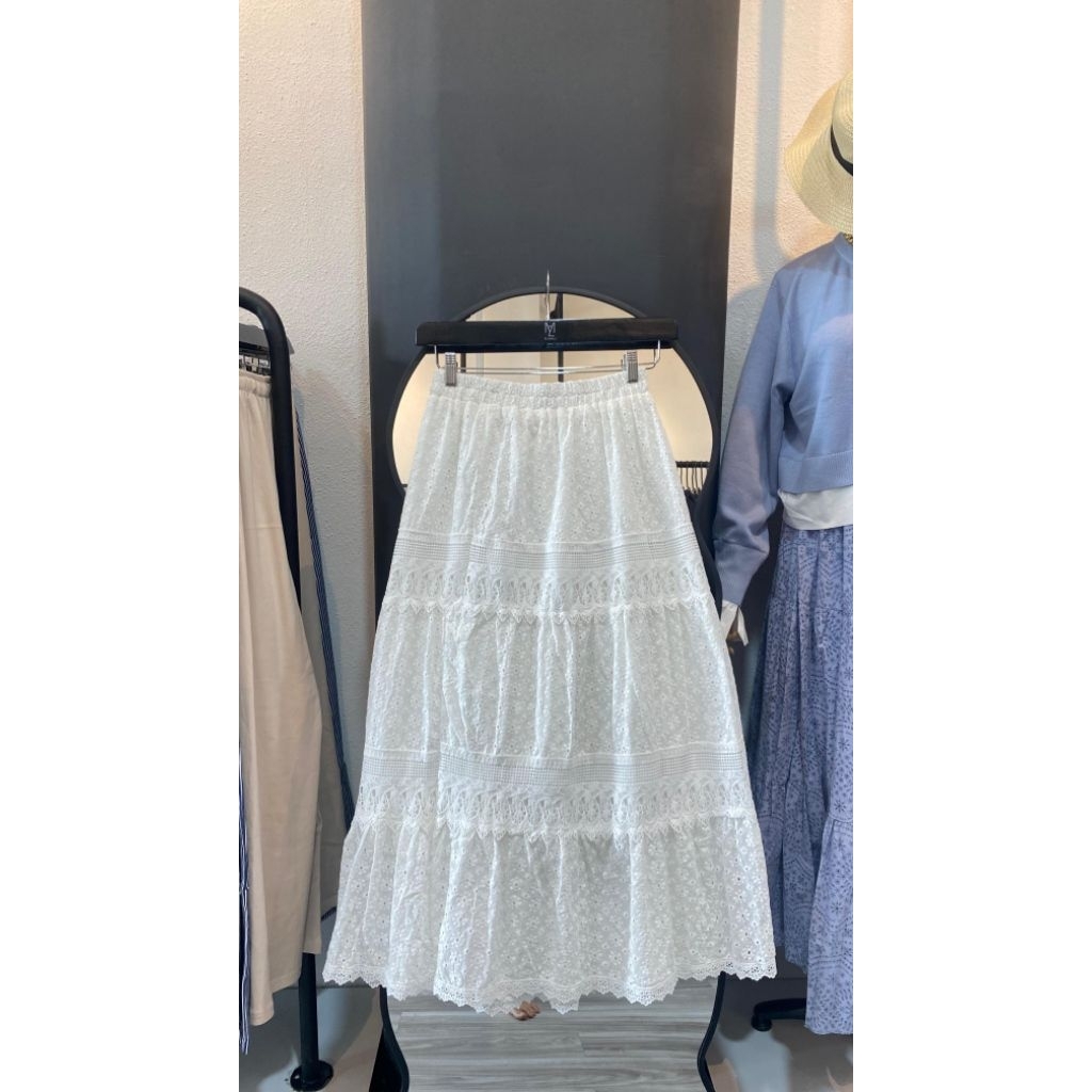 rok bordir putih full