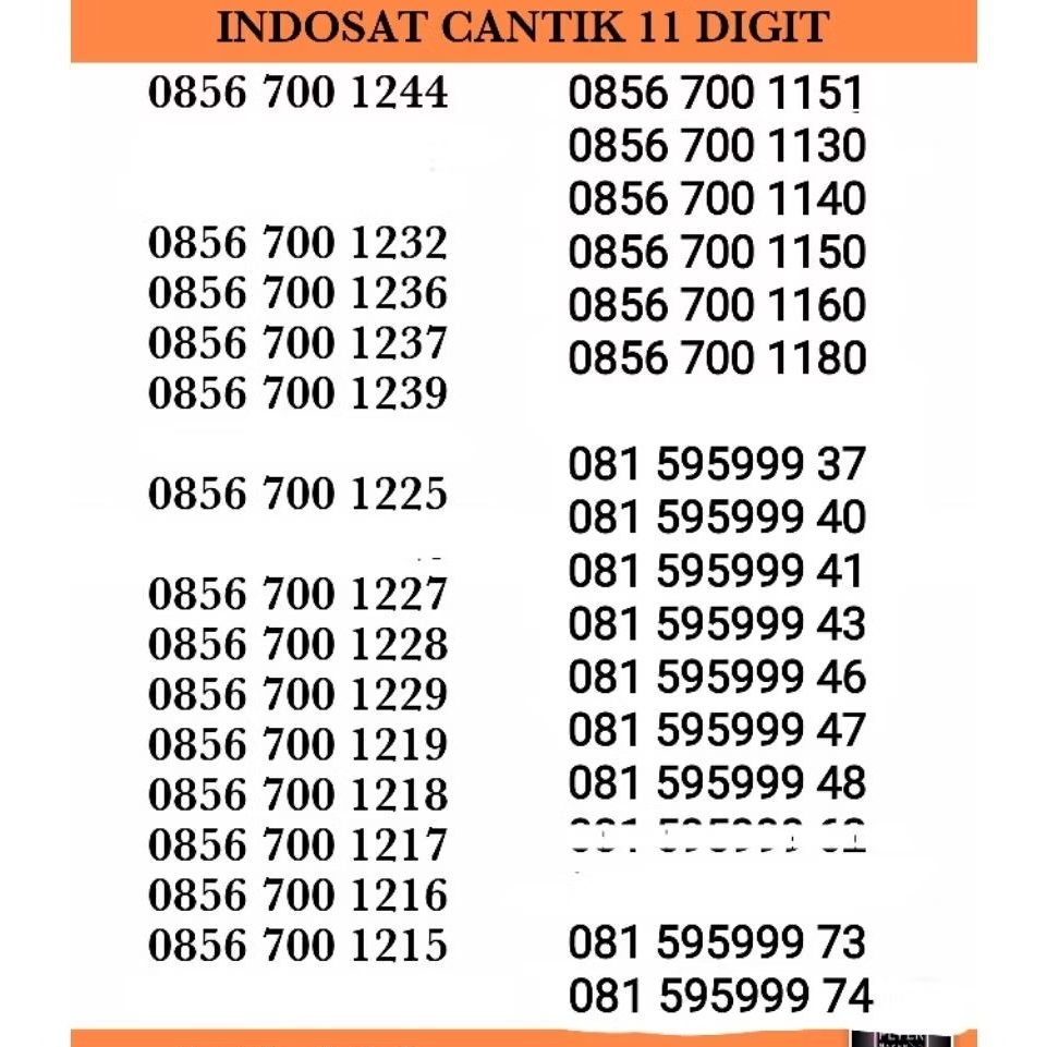 KARTU PERDANA NOMER INDOSAT CANTIK 11 DIGIT