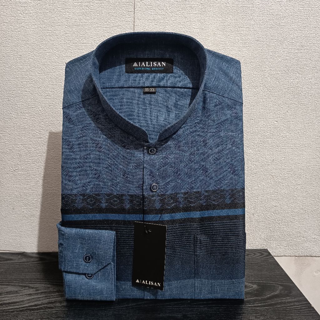 LENGAN PANJANG REGULER ALISAN Koko Fashion 00379 Biru/Hitam