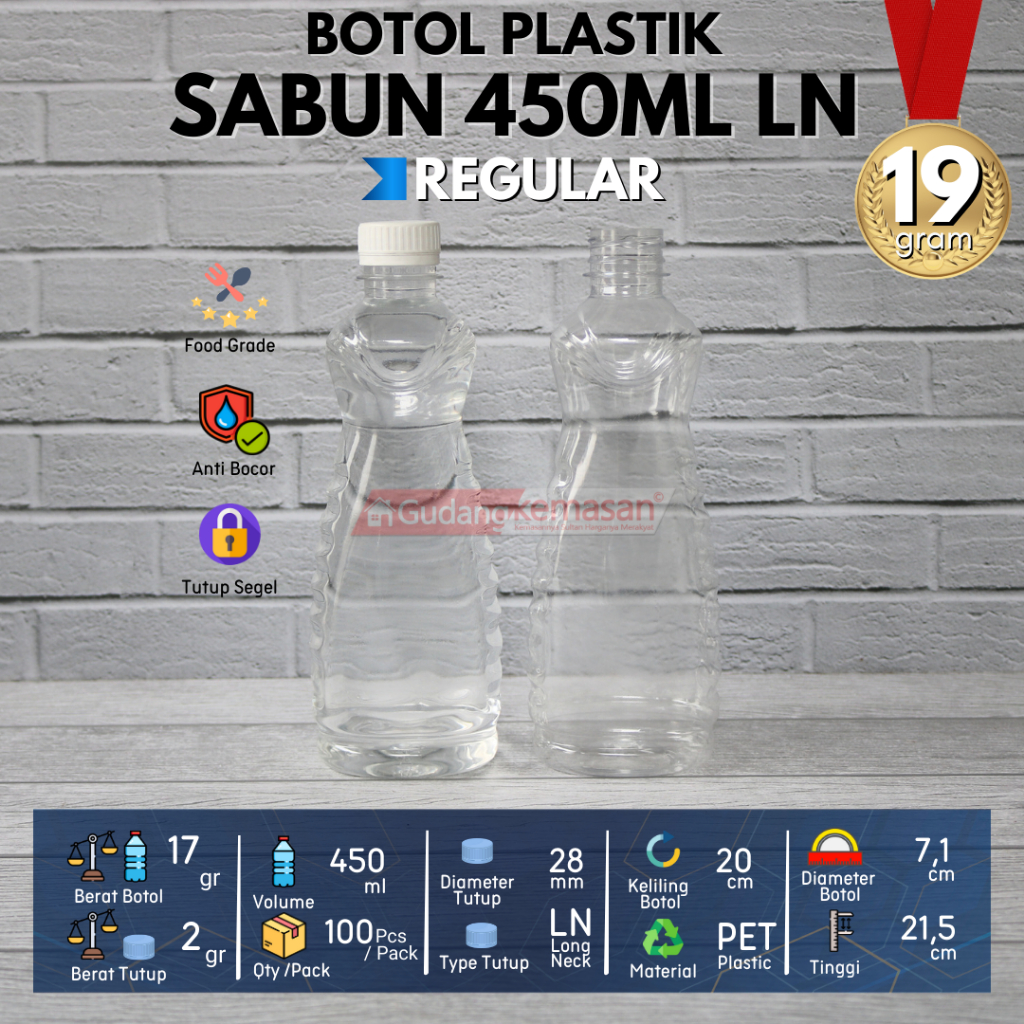 BOTOL PLASTIK SABUN 450ML TUTUP ULIR WARNA WARNI