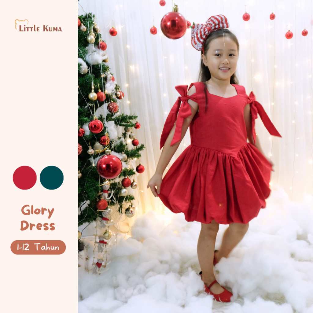 LITTLE KUMA - GLORY DRESS | Dress Natal Anak Perempuan | dress katun anak | Gaun Natal  anak | gaun 