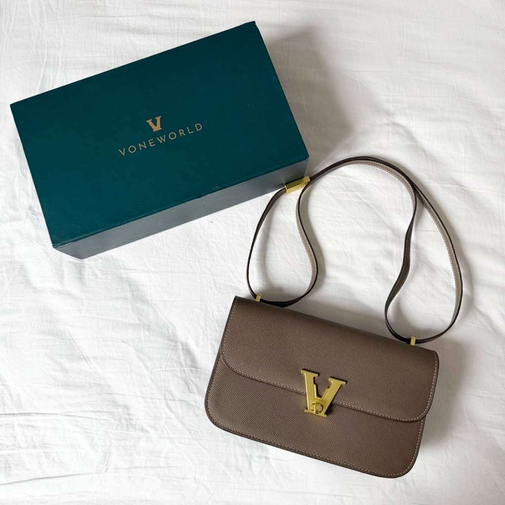 VONE WORLD x SARSOF MAXI TAUPE LEATHER BAG Tas Kulit Sapi Cow Asli Kulas Genuine Selempang Shoulder 