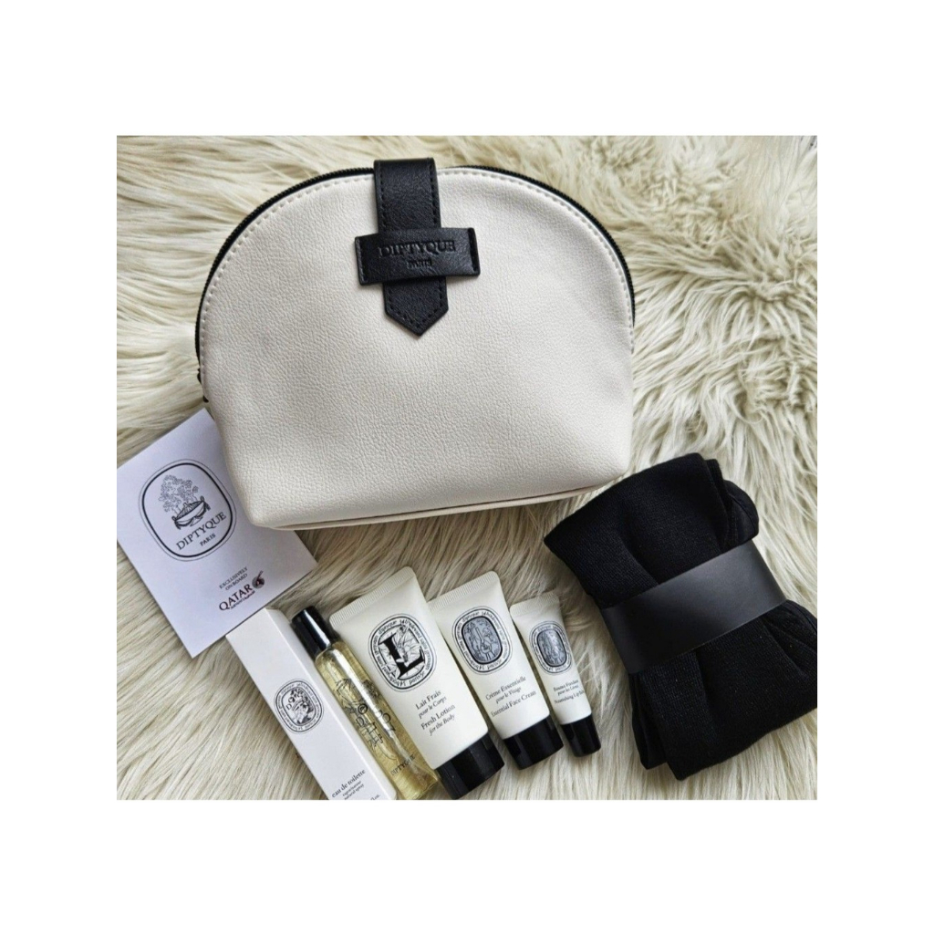 Diptyque Qatar Airways Amenity Kit White Pouch | Travel Set Exclusive