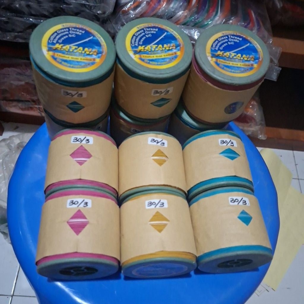 GELASAN katun KATANA super quality silicone crystal 3000'yard SIZE 30/3'core