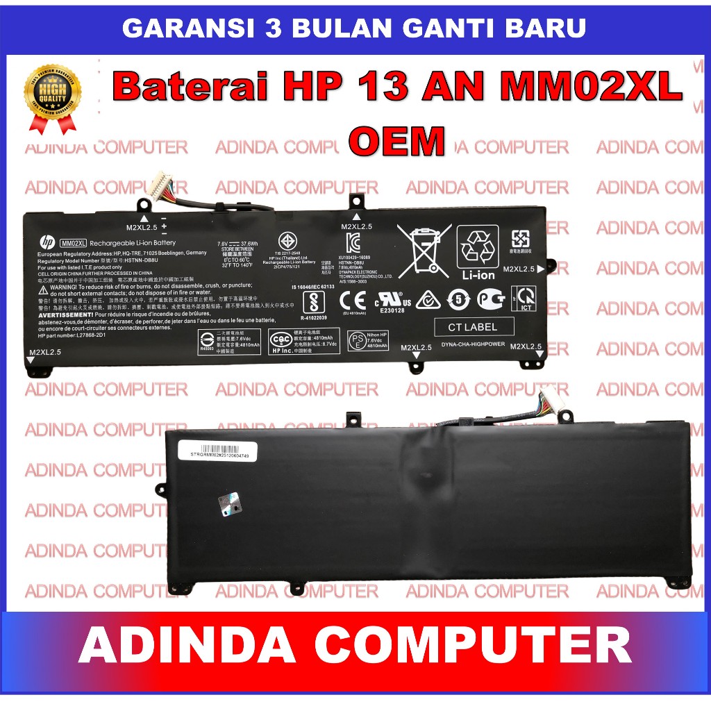 Baterai HP 13-AN 13-AN1033TU 13-AN0014TU 13-AN0012TU L28076-005 MM02XL