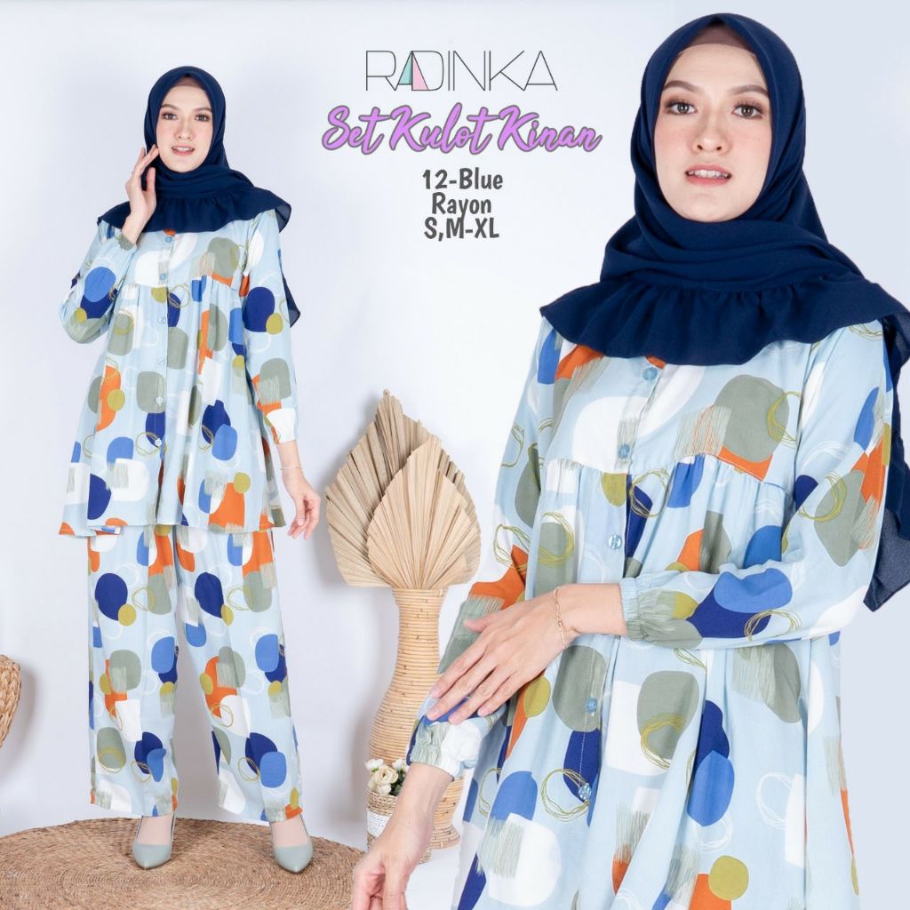 Set Kulot KINAN By RADINKA - Tunik Rayya - Setelan Kulot dewasa bahan katun tebal premium