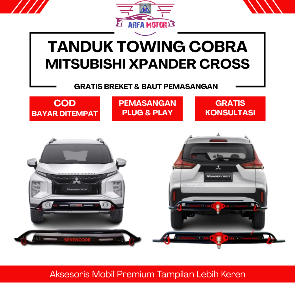 Paket Tanduk Depan Towing Bar Belakang Xpander Cross Cobra Besi Pengaman Bumper Depan Belakang