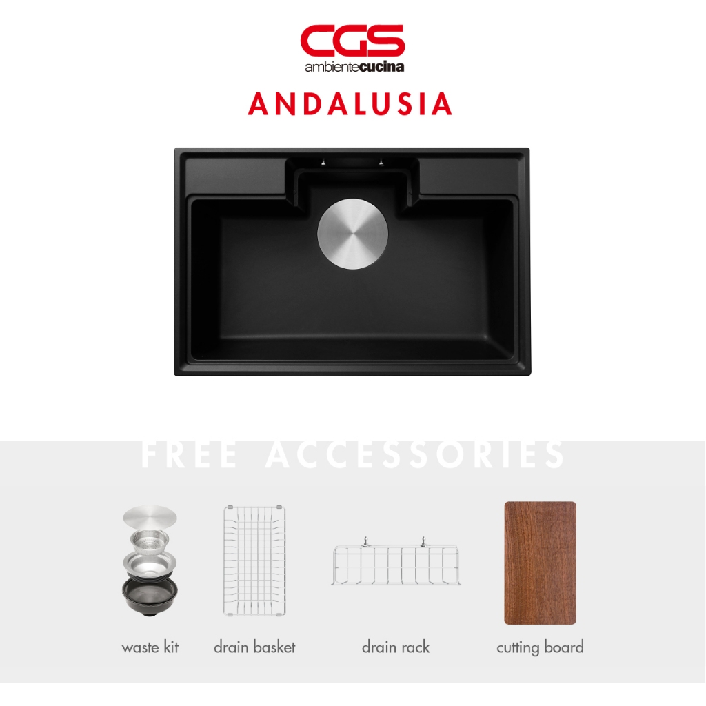 Kitchen Sink Bak Cuci Dapur Granit 1 Lubang CGS ANDALUSIA Rockgranite Sink