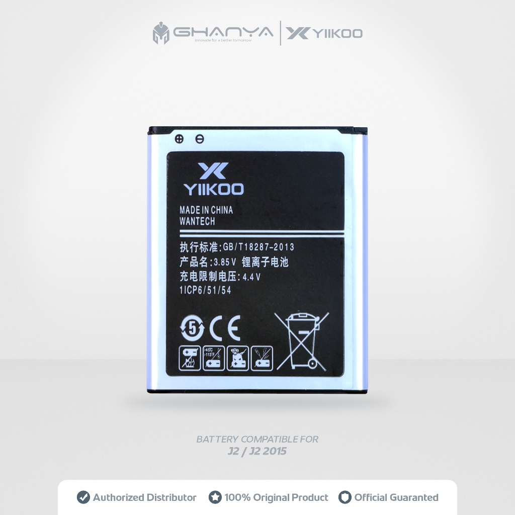 YIIKOO Baterai Samsung Galaxy J2 2015 J200 EB-G360BBE EB-BG360CBE EB-BG360CBC SM-J200G SM-J200F Batr
