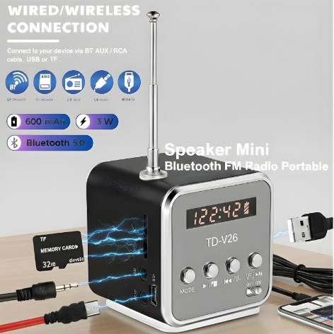 NBY Speaker Bluetooth Portable Mini MP3 Player FM Radio | Support Bluetooth & Memory Card