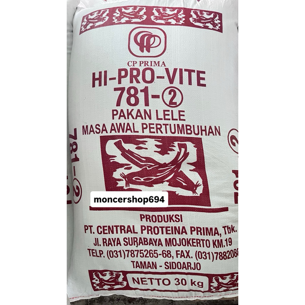 HI PRO VITE 781 Sidoarjo ukuran -2 mm protein min 31% /30 kg 1 karung / pakan lele/pelet lele/ pur l