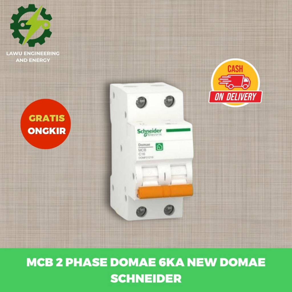 MCB SCHNEIDER 2P NEW DOMAE 2A 4A 6A 10A 16A 20A 25A 32A 40A 50A 63A 6kA