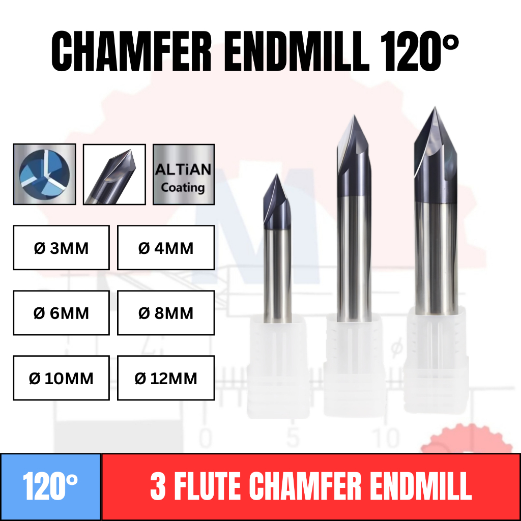 MCH Chamfer endmill 3F 120 derajat lurus V bit Endmill CNC router bits