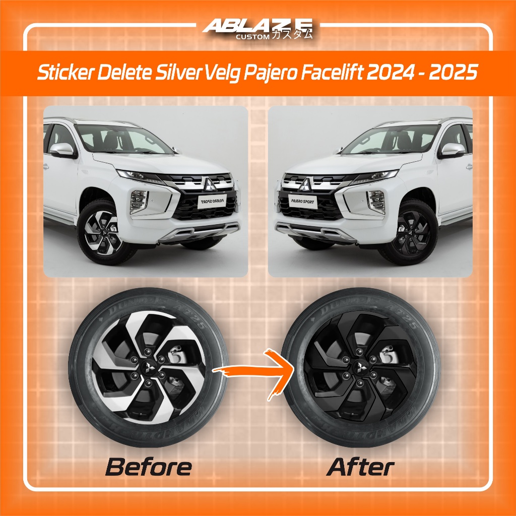 Sticker Delete silver Velg Pajero 2024 - 2025 Facelift Ring18