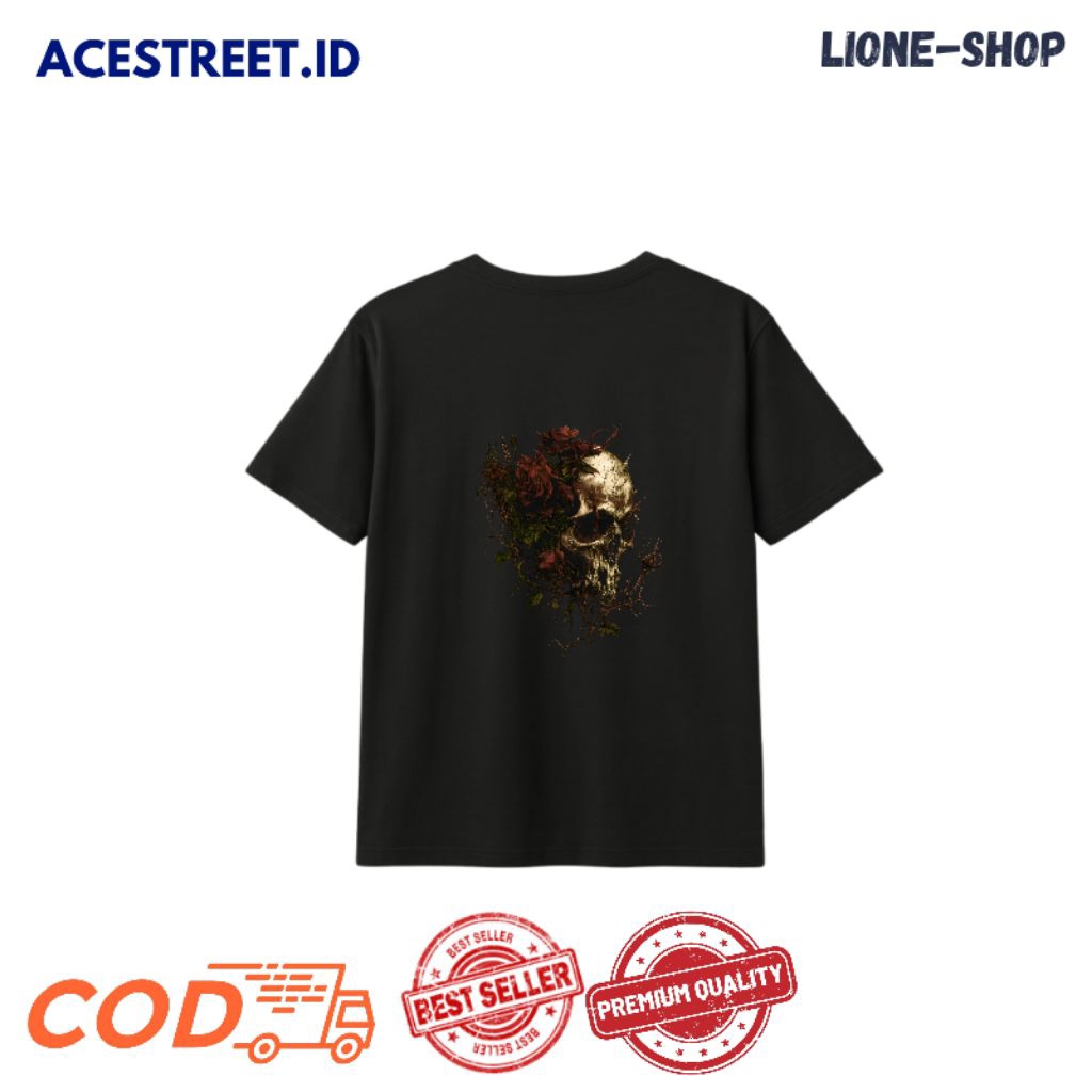 KAOS REGULER TENGKORAK | Kaos Distro Streetwear Unisex Cotton Combed 24s Oversize