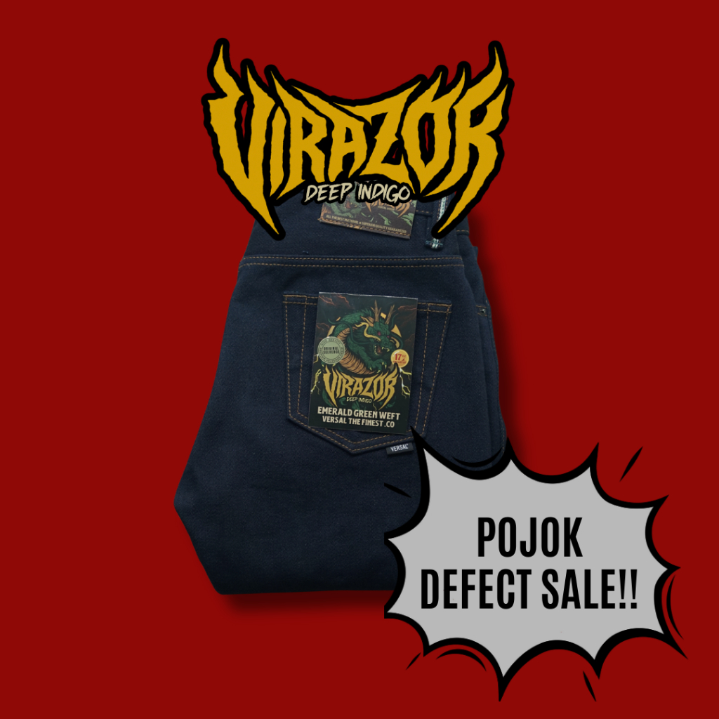 Versal The Finest - POJOK SALE - VIRAZOR 17oz Indigo × Green Weft Unsanforized Selvedge Denim