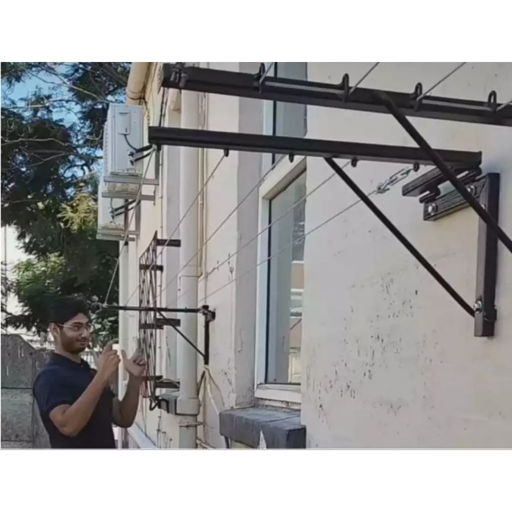 Jemuran Dinding Lipat Tempel Kuat Rak Jemuran Baju Handuk Nempel Dinding Bahan Besi Baja Tahan Lama