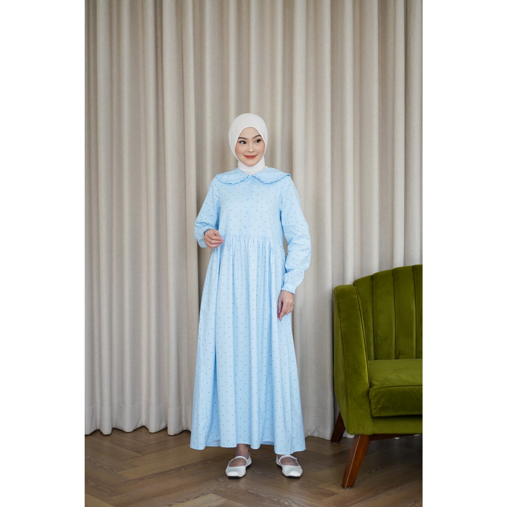 ULTRAVIOLET Tyas Maxi Dress 401 (2 Warna) - Baju Terusan Maxi Gamis Wanita Kasual Hijaber Lebaran