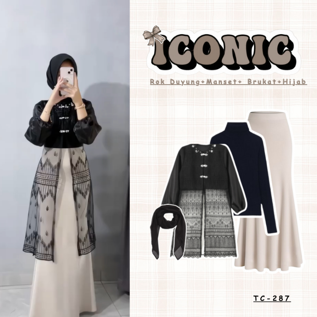 Outfit Kondangan Terbaru Dan Simpel Remaja Kekinian | Rok + Manset+ Brukat + Hijab OOTD HIJAB SET TC