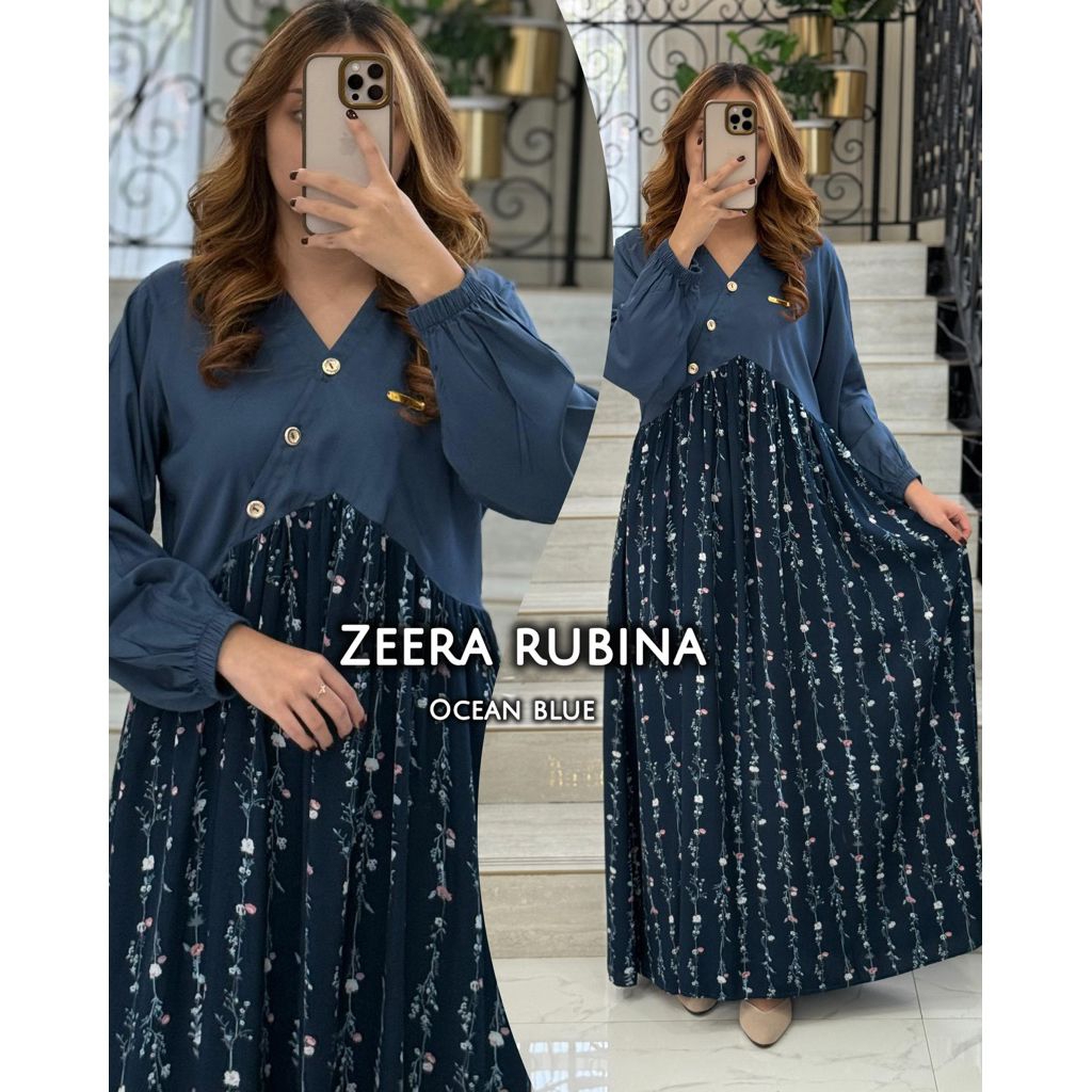 NishwahShop ZEERA RUBINA Daster Arab Midi Original Rayon Premium