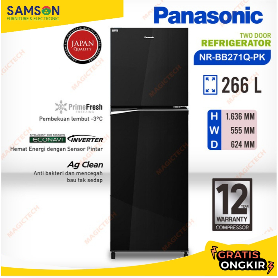 KULKAS PANASONIC 2 PINTU NR-BB271Q-PK PRIME FRESH INVERTER 266L